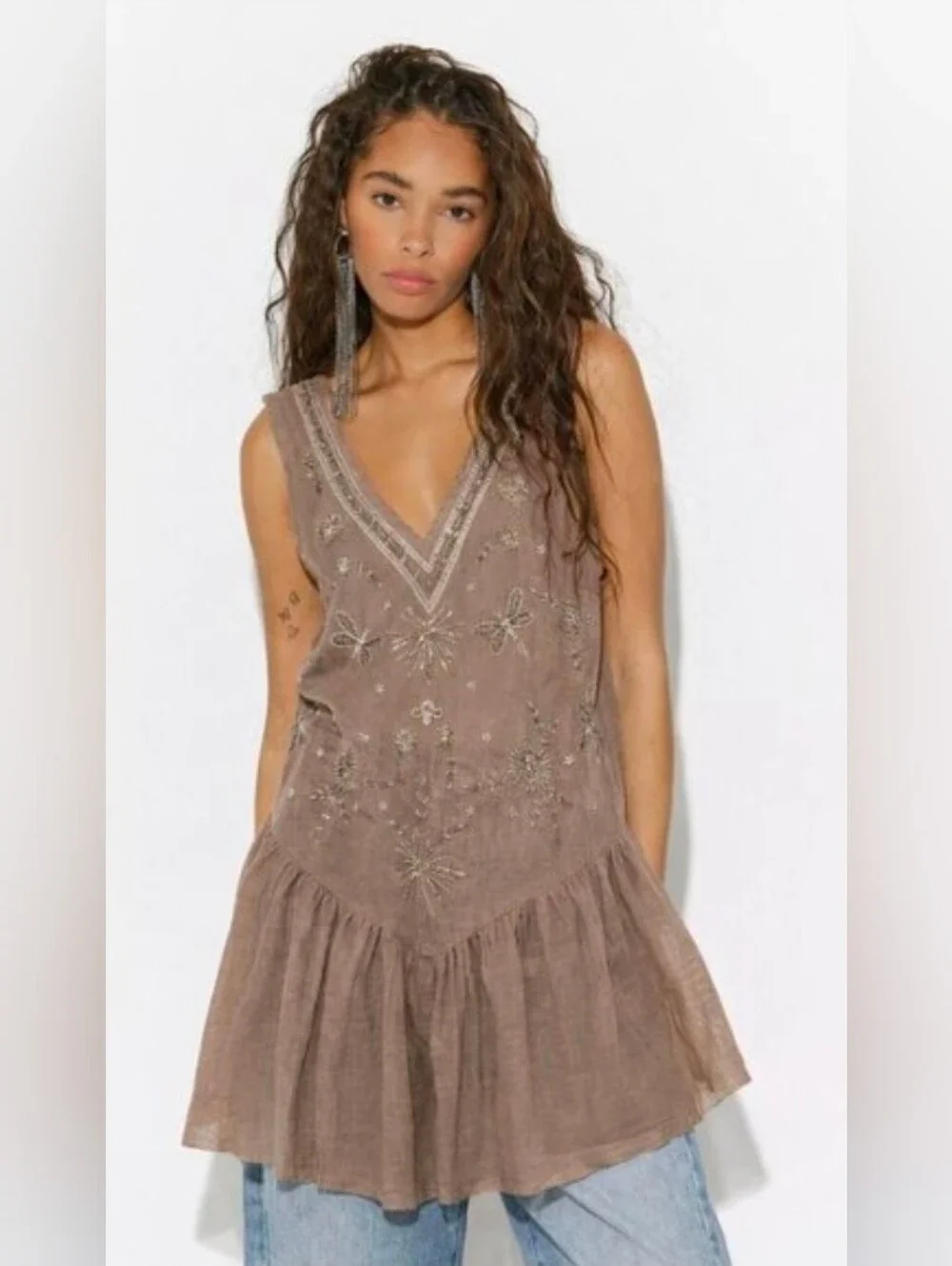 Free People Nightcap Sheer Embellished Slip Dress/Tunic